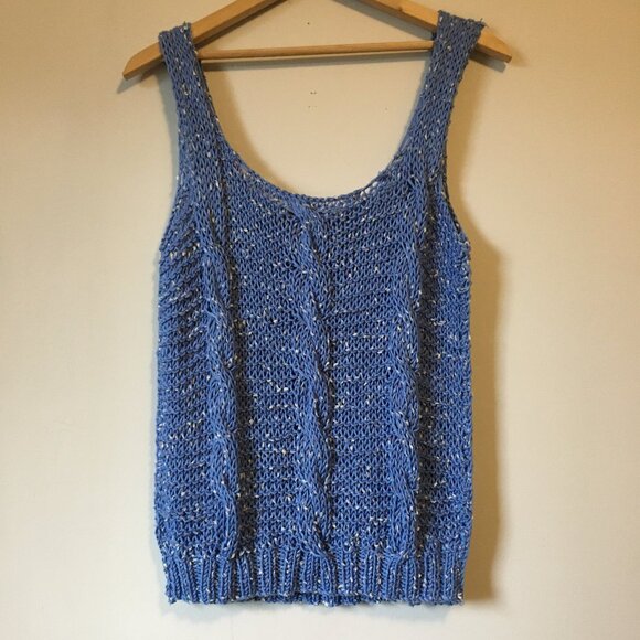 OAK Handmade Periwinkle Blue Sleeveless Cable Knit Top - Picture 3 of 12